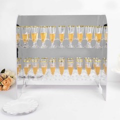 SILVER 25″ Foam 2-Tier Wine Glass Rack Champagne Flute HOLDER STAND Events
