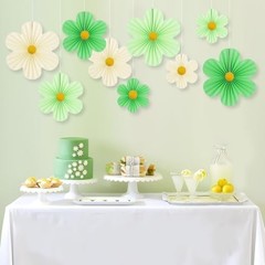 Party Decorations Paper Flowers Decorations for Wall Classroom Paper Fans Green