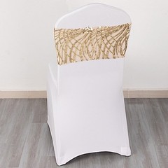 5 CHAMPAGNE Mesh Embroidered Sequins CHAIR SASHES Party Events Decorations