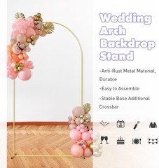 Wedding Arch Backdrop Stand 7.2FT Gold Wedding Balloon Arched Backdrop Stand