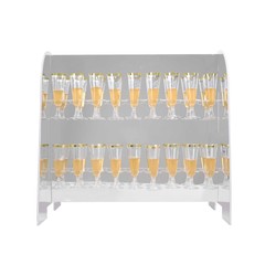 Silver 25″ Foam 2-Tier Wine Glass Rack Champagne Flute Holder Stand Events
