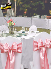 50 Pack Dusty Pink Chair Sashes Satin Bows for Wedding Party Decor Ribbons