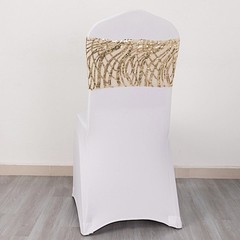 5 CHAMPAGNE Mesh Embroidered Sequins CHAIR SASHES Party Events Decorations
