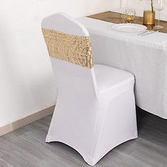 5 CHAMPAGNE Mesh Embroidered Sequins CHAIR SASHES Party Events Decorations