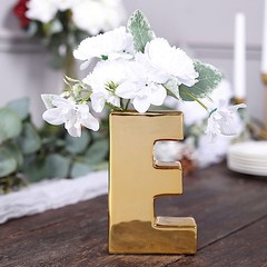 GOLD 6″ Ceramic E Symbol Flower VASE Table Centerpiece Party Events Decorations