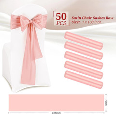 Rose Gold Satin Chair Sashes – 50 Pcs for Weddings and Events Decoration