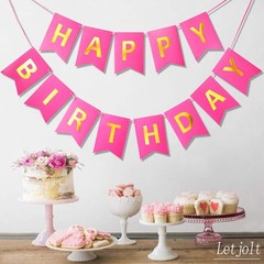 Letjolt Happy Birthday Banner Pure Roseo Party Signs Golden Sparkle Bunting F…