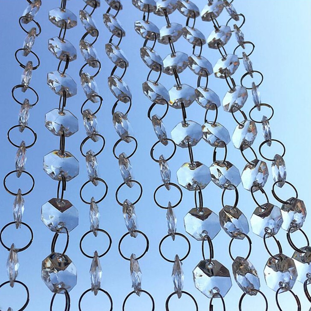 20m Wedding Supplies DIY Clear Acrylic Octagonal Bead Garland Chandelier Hanging