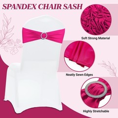 Pack of 10 Spandex Chair Sashes with Elegant Silver Buckle – Magenta
