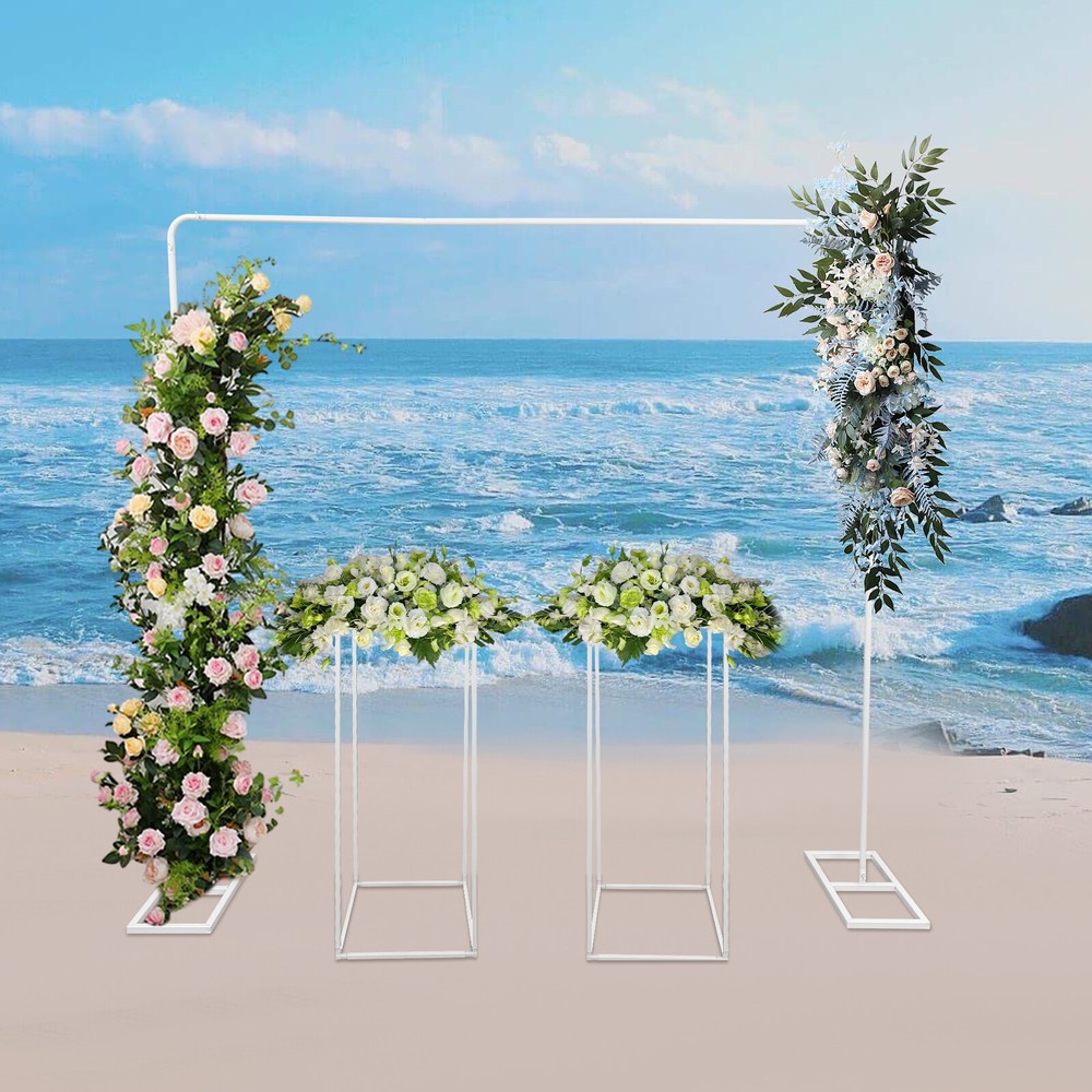 6.56*6.56ft Balloon Stand Metal Wedding Backdrop Stand with 2 Flower Stands