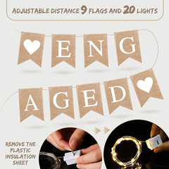 Engagement Party Decorations Engaged Banner LED Fairy Lights for Outdoor Decor