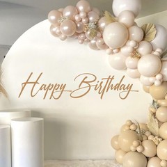 Happy Birthday Party Backdrop Wall Stickers, Champagne Script Lettering with …
