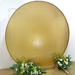 7.5 ft GOLD Metallic Sequin Round Backdrop STAND COVER Party Events Decorations