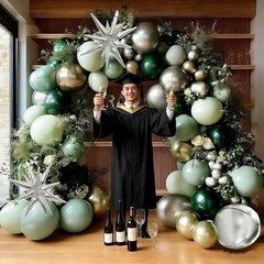 Emerald Green Gold Balloons Dark Green Silver Gold Balloon Arch Dusty Green B…
