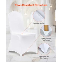 Uimoso 100PCS White Stretch Spandex Chair Covers for Weddings, and Dining