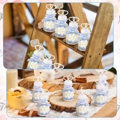 150 Pcs Blue Floral Wedding Party Bubbles Bulk with Bubble Solution Wedding M…