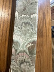 Vtg CBK LTD 1988 Paper Decorative Fan Brass Base Green Paisley Print 24×13 in