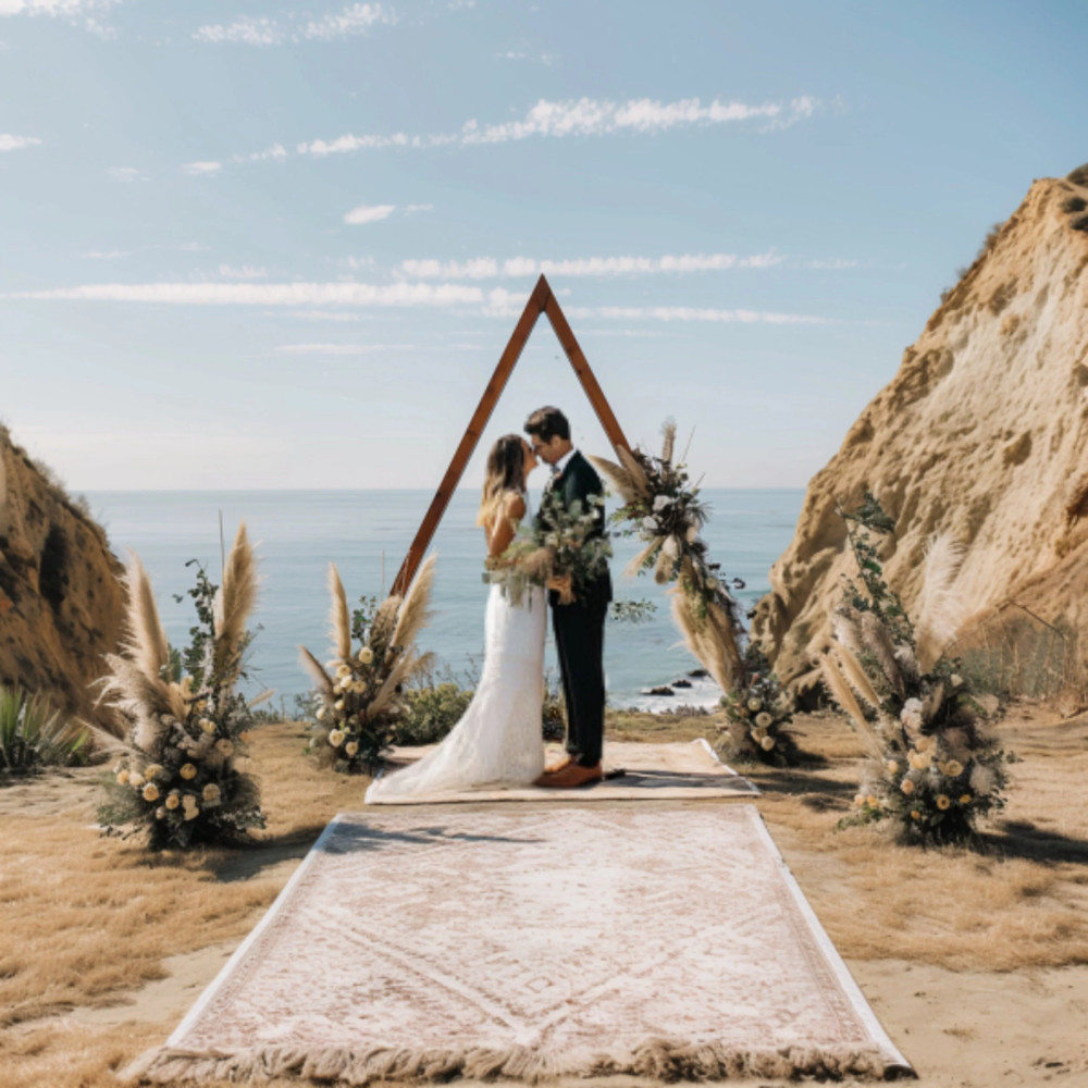 8.2FT Triangle Wooden Wedding Arch with Optional Faux Floral Kit – Rustic Boho