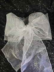 20 pcs Sheer Chair Decor Bow Sash 98″ x 7 1/2″ White Jewel Wedding Party Organza