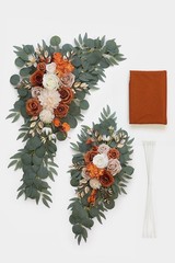 DIY Burnt Orange Wedding Arch Flowers Set: 3 Vivid Swags & 26Ft Draping Elegance