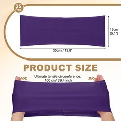 25 Pcs Spandex Chair Sashes Bows with Slider Buckle, Dark Purple