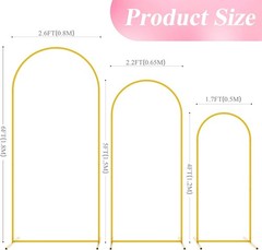 Wedding Arch Backdrop Stand 6FT, 5FT, 4FT Set of 3 Gold Metal Arch Stand for …