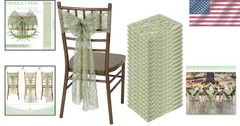 50 Pack Sage Green Lace Chair Sashes with Bows – Twine Your Wedding Elegance
