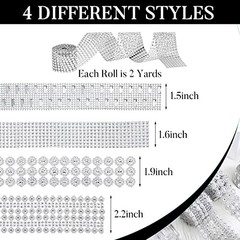 8 Yards 4 Rolls Bling Crystal Rhinestone Ribbon Silver Bling Rhinestone