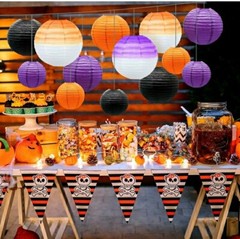 14 PCS Chinese Paper Lanterns, Round Decorative, Hanging Chinese Tissue Lanterns