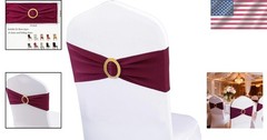Reusable Dark Burgundy Chair Sashes 50 Count with Gold Buckles for Celebrations