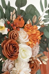 DIY Burnt Orange Wedding Arch Flowers Set: 3 Vivid Swags & 26Ft Draping Elegance