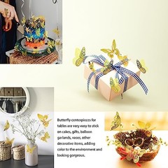 3D Butterfly Wall Decor 48 Pcs – 4 Styles & 3 Sizes, Removable Wall Gold