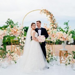 Wedding Arch Stand Gold Metal 7.2FT Chiara Arched Frame for Birthday Party Baby