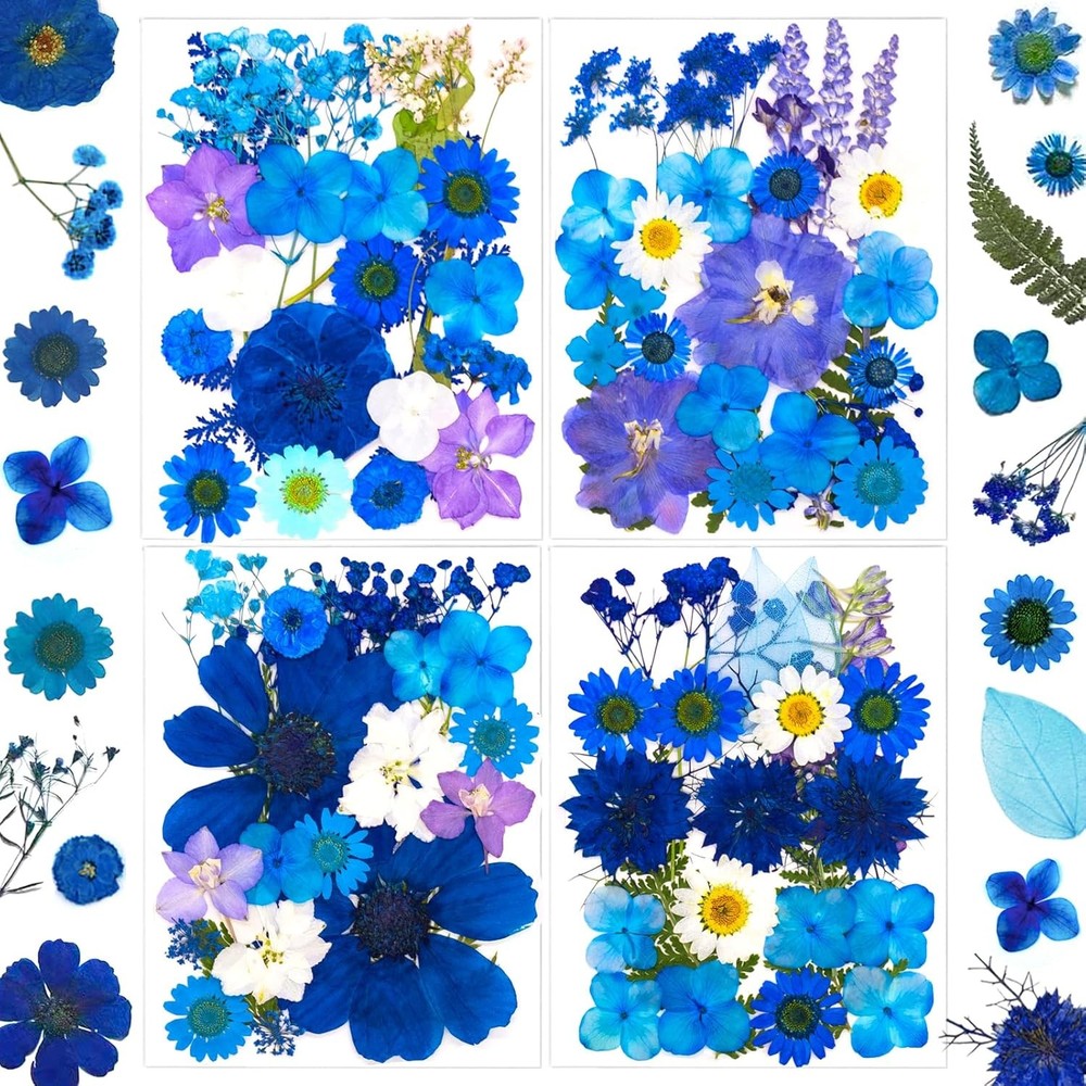 95 Pcs Blue Pred Dried Flowers for Resin, Real Natural Bulk Dry