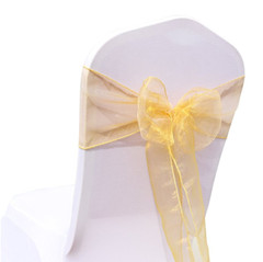 gold organza chair sashes chair ties bows Chair ribbon wedding anniversary decor