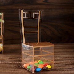25 Clear Gold Plastic Favor Boxes Chair Shaped Party Gift Holders Party Events