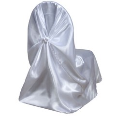 50 White Satin UNIVERSAL CHAIR COVERS Wedding Banquet Home Slipcover Decorations