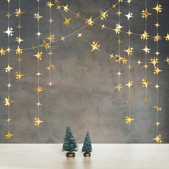 Glitter Gold Four-Angle Star Paper Garland Banner Décor 40 Feet Gold Twinkl