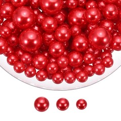 200 Pcs Pearl Bead for Vase Filler 20/14/10mm Floating Beads Red