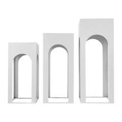 3 Piece White Iron Sheet Square Table Pillar Modern Floor Standing 65*29*29cm
