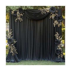 50ftx12ft Black Wrinkle-Free Wedding Backdrop Curtain -Silky Washable Black P…
