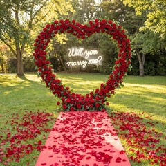 Proposal Decorations Kit Will You Marry Me LED Neon Light Metal Heart Stand Carp