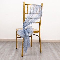 5 DUSTY BLUE Sheer Crinkled Organza CHAIR SASHES Party Events Home Decorations