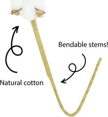 Cotton Stems Proflora All Natural Dried 3 Ball – 18pcs, 14.5”