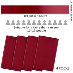 4 Pack Satin Table Runner 12 x 108 Inch Long Bright Silk and Smooth Fabric