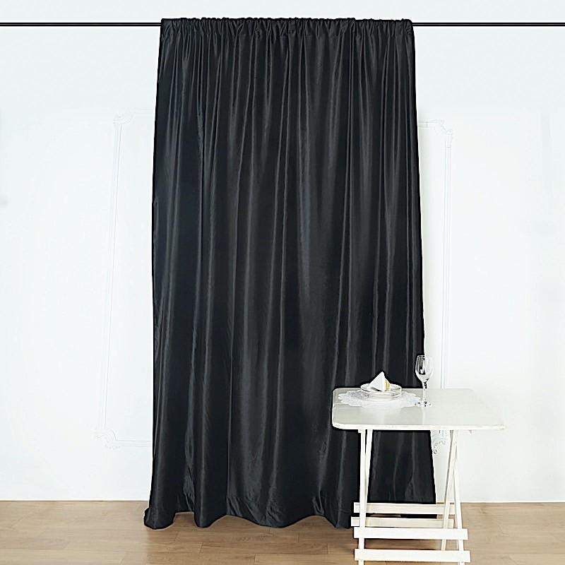 BLACK 8 ft Premium Velvet Backdrop Curtain Party Wedding Event Booth Decorations