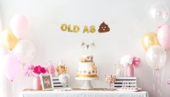 Pre-Strung Old As Glitter Banner – Funny Retirement Decorations for Men and W…