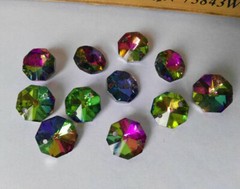 200Pcs Octagonal Baed Chandelier Prism Suncatcher Crystal Double Sided Color DIY