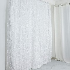 8 ft x 8 ft WHITE Leaf Petal Taffeta Backdrop Drape CURTAIN Panel Party
