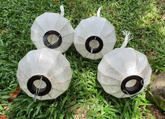 Set 8 Ivory White Silk Lanterns Wedding Bamboo Lantern Garden Restaurant deccor
